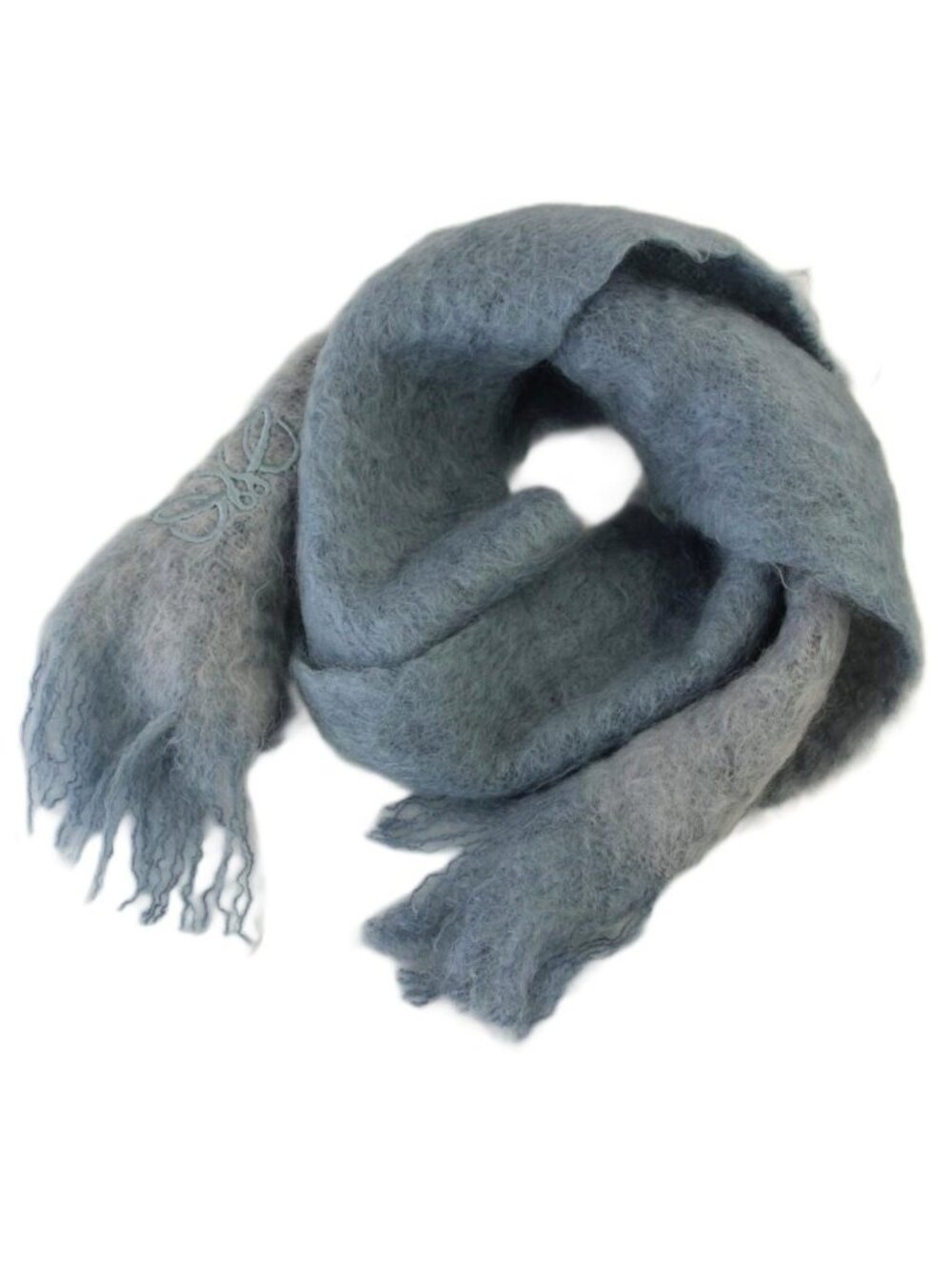 Loewe Scarf Shawl Anagram Embroidery Light Blue